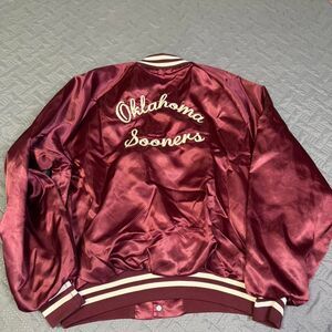 Vintage 80s King Louie Pro Fit Oklahoma Sooners Satin Bomber Jacket Men's SZ XL